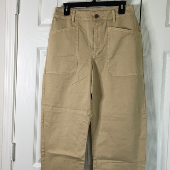 Women's High-Rise Barrel Leg Tan Pants Size 8 - Picture 6 of 11